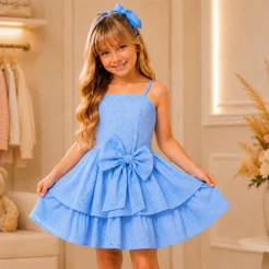 Vestido Infantil Menina Festa Luxo em Laise Bordada Premium Verão 2026 Blogueirinha