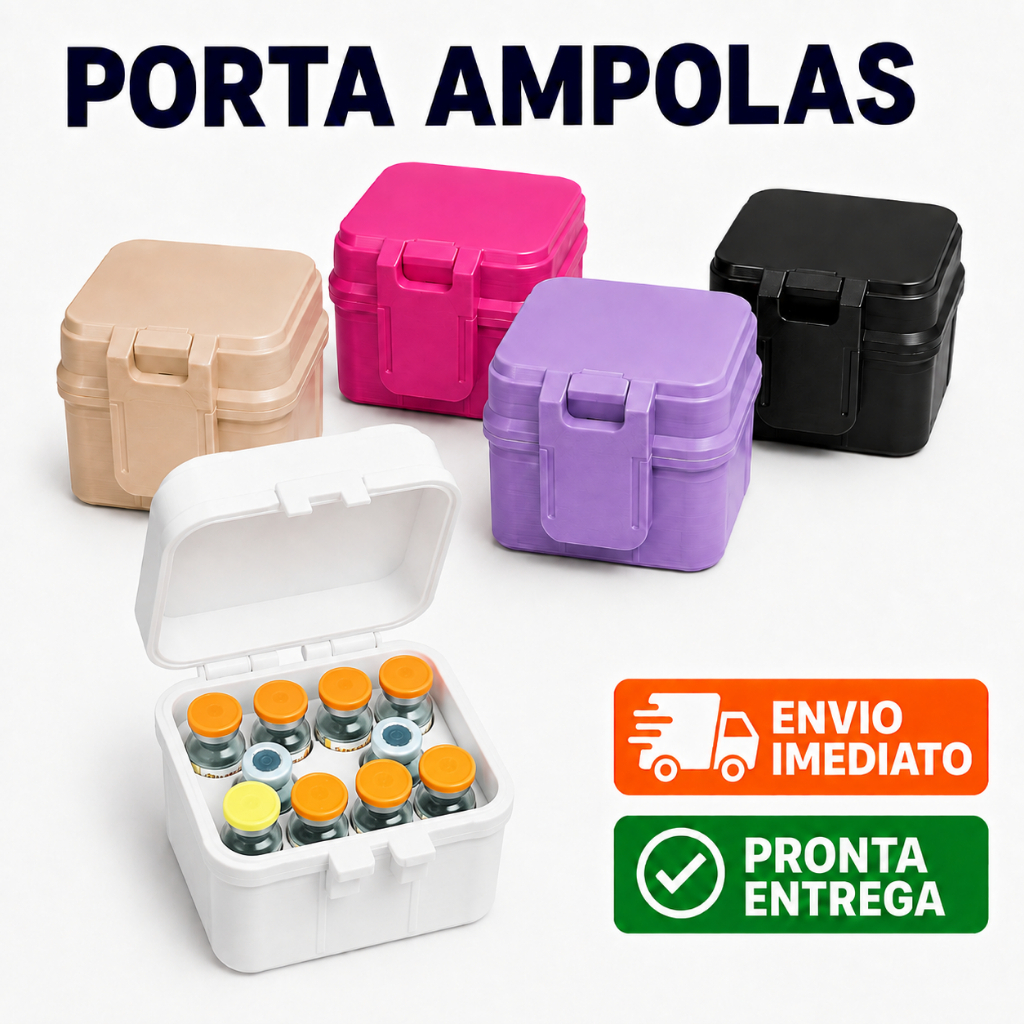 Porta Ampolas com Trava Caixa Organizadora Compacta para Tirzec TG Lipoles Gluconex Tirzedrall