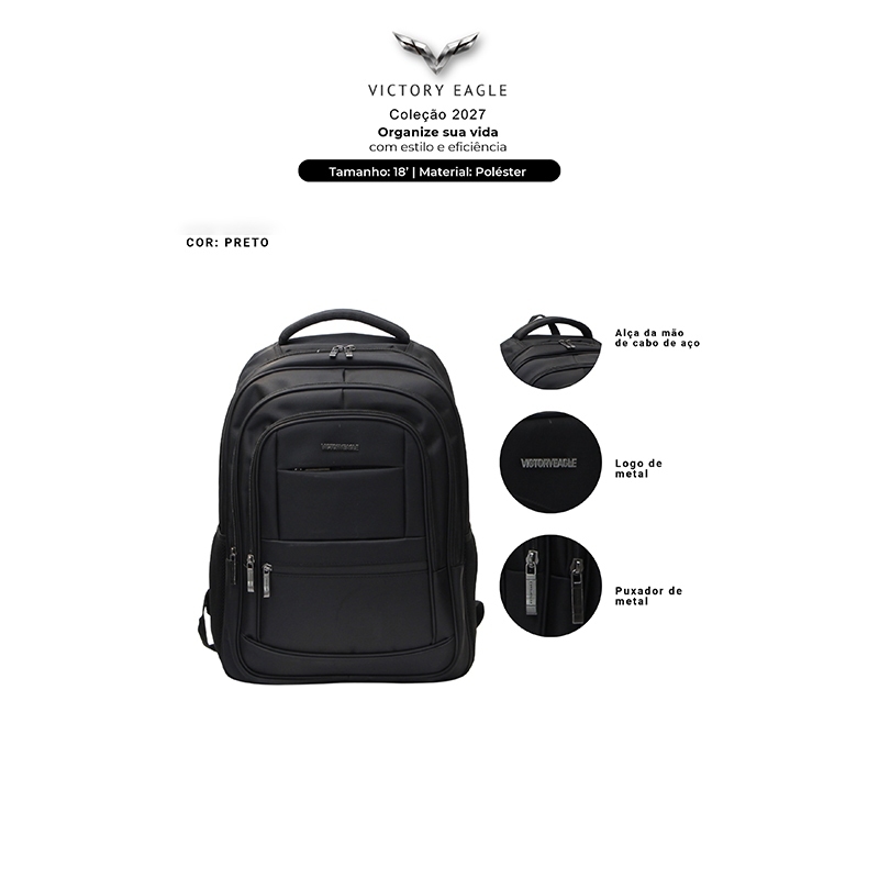 Mochila Executiva Masculina 18 Polegadas Bolsa para Notebook Trabalho Escritório Clássica Resistente