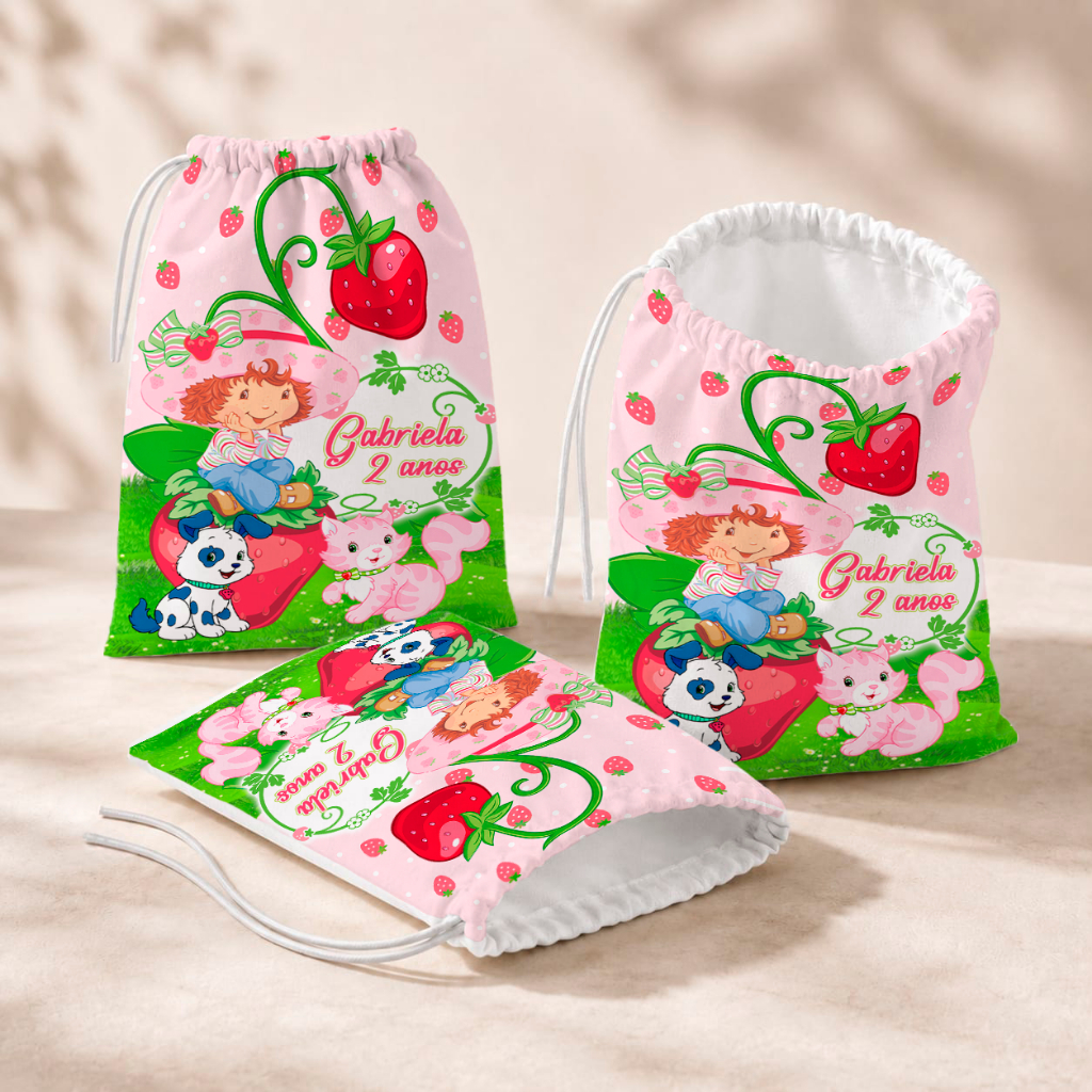 20 Sacolinhas Personalizada Festa Infantil 18x26 Aniversário Lembrancinha Moranguinho M4