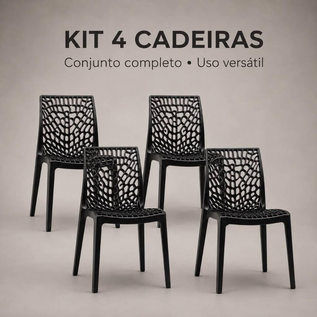 Kit 4 Cadeiras Modelo Gruvyer Resistente Premium