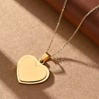 Colar Coração 3D Personalizado a Laser Foto, Frase, Nome, Data, Simbolo/ Dourado Aço Inox Banhado Ouro 18K 45cm Feminino