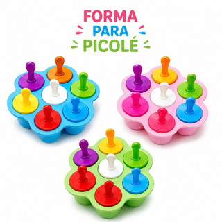 Forminha para Picolés Infantil com 7 Cavidades Molde De Gelo Com Palitos Coloridos para Picolé
