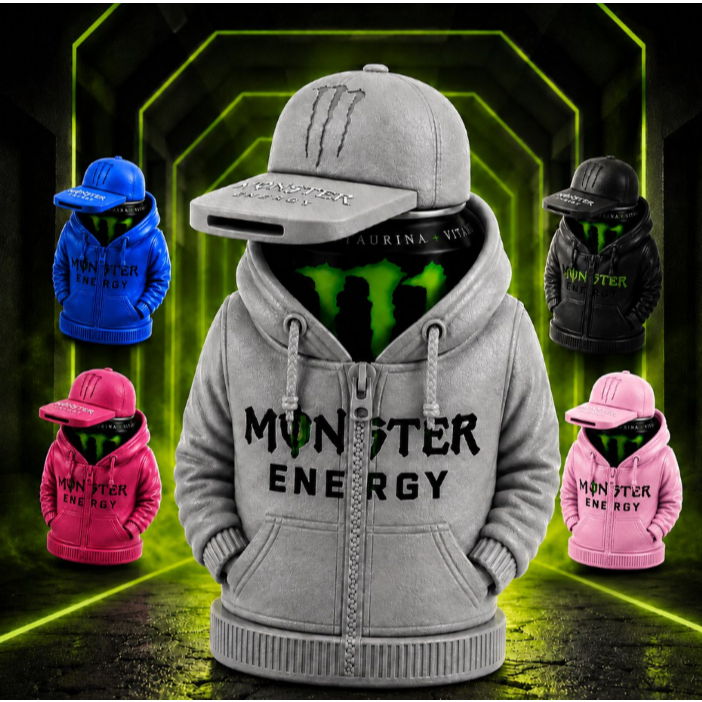 Kit Porta Lata Moletom + Boné Abridor Para Energético Monster Caneca Alta Qualidade Premium