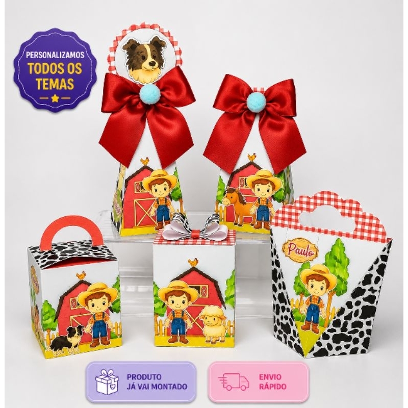 Kit Festa Personalizados / Fazendinha Vermelha  Lembrancinhas Caixinhas para festa infantil
