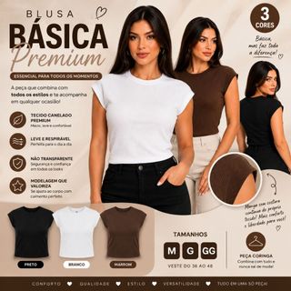 Blusas Feminina Canelada Tecido Ribana Premium Gola Redonda Manga Muscle Ajustada ao Corpo Para Verão 2026
