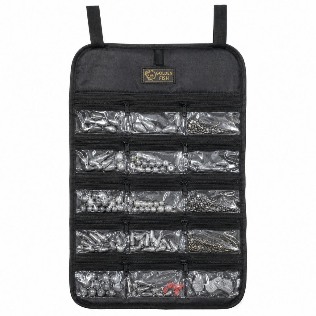 Estojo Organizador de Pesca 15 Compartimentos Porta Chumbadas Anzol Girador Iscas e Acessórios Golden Fish