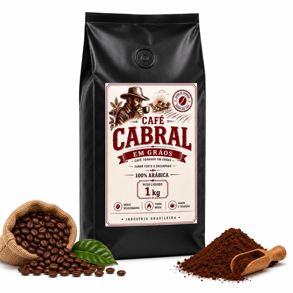 Café em Grãos 1kg 100% Arábica Torrado em grãos Torra Média Café Cabral
