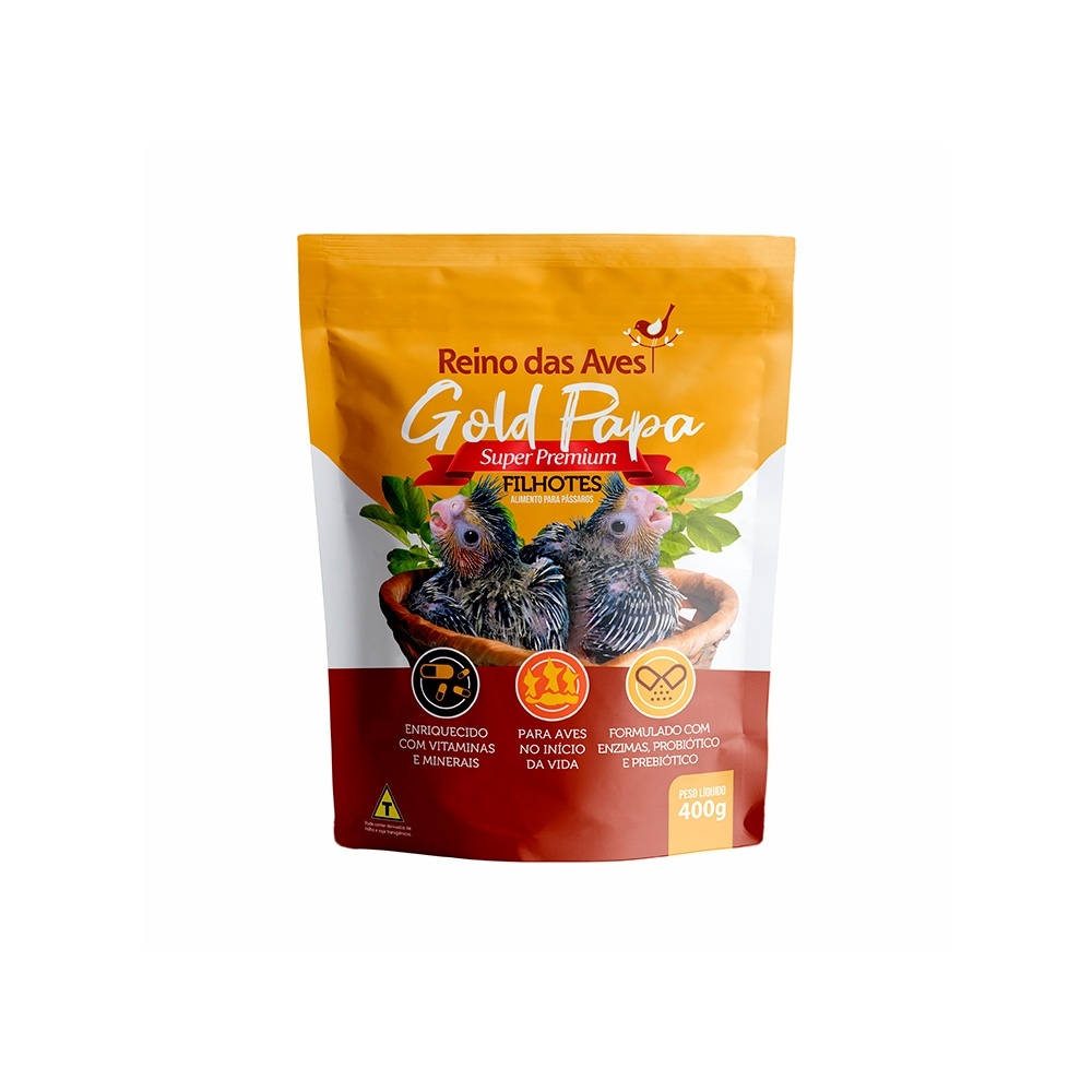 Reino das Aves Gold Papa Filhotes 400g Refil Alimento Completo para Pássaros