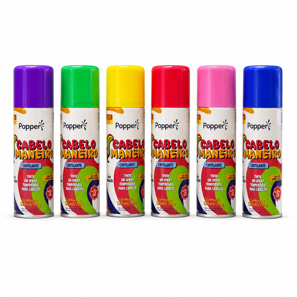 Tinta Spray Temporário para Cabelo 125ml Infantil Adulto Cabelo Maluco Carnaval Festa