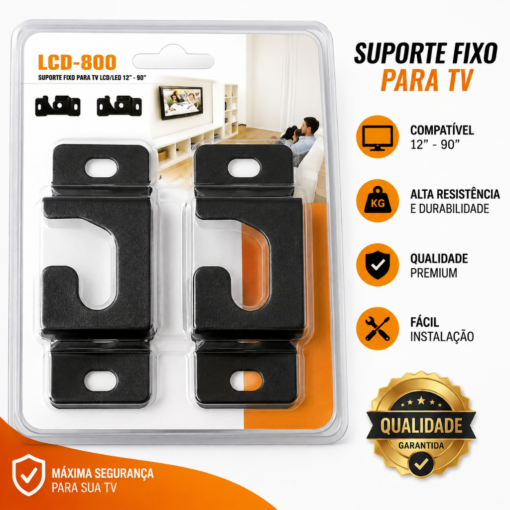 Suporte de TV fixo REFORÇADO 18 a 75 Polegadas Universal Parede - Fácil Instalação