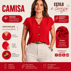 CAMISA FEMININA Manga Curta com Modelagem Moderna