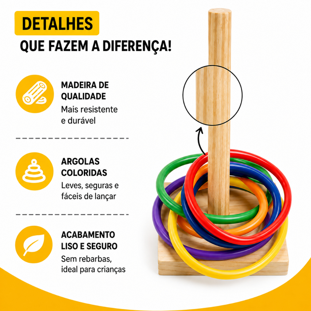 Lança Argolas Jogo Coordenação Motora Educativo Arremesso Festa Junina julina momentos diversao — imagem 2 de 2
