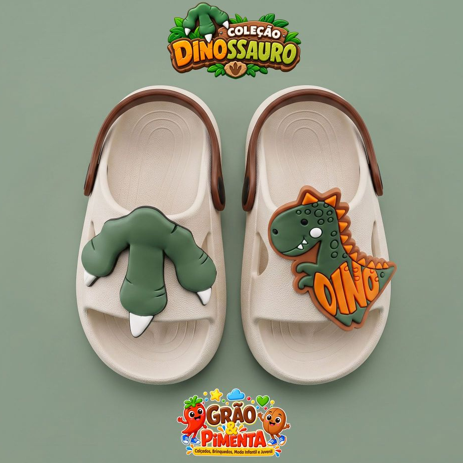 Chinelo Nuvem Infantil Menino Dino Super Leve Macio Confortável Antiderrapante Slide