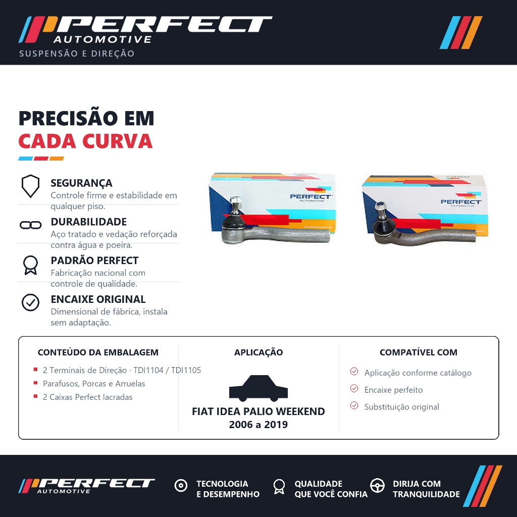 PAR Terminal Direção Fiat Idea Palio Weekend Strada Adventure 2006 a 2019 – PERFECT