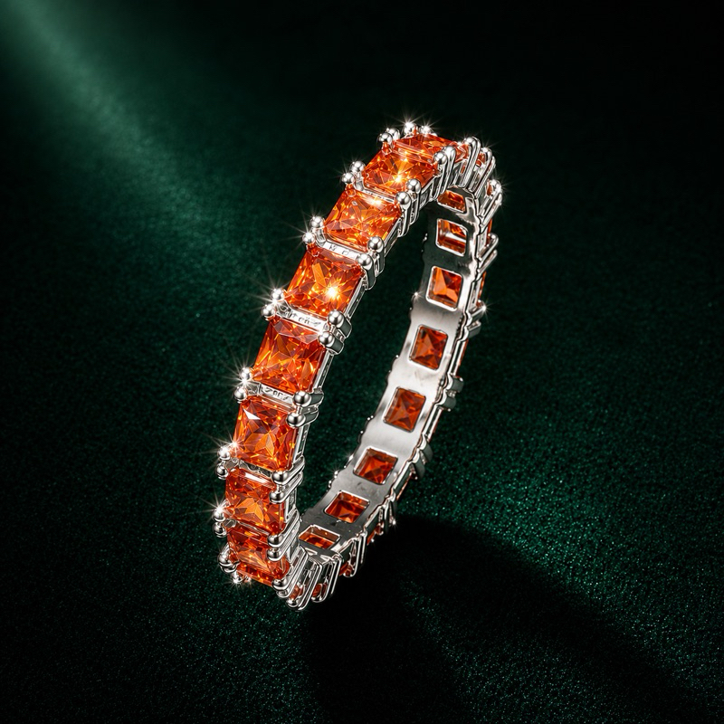 Anel Aparador Feminino Laranja em Prata 925 Elegante