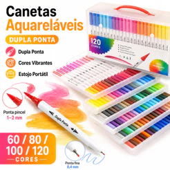 60/80/100/120 Cores Aquarela Conjunto De Canetas Marcadores De Arte Com Ponta Dupla/Tinta Base De Água material escolara