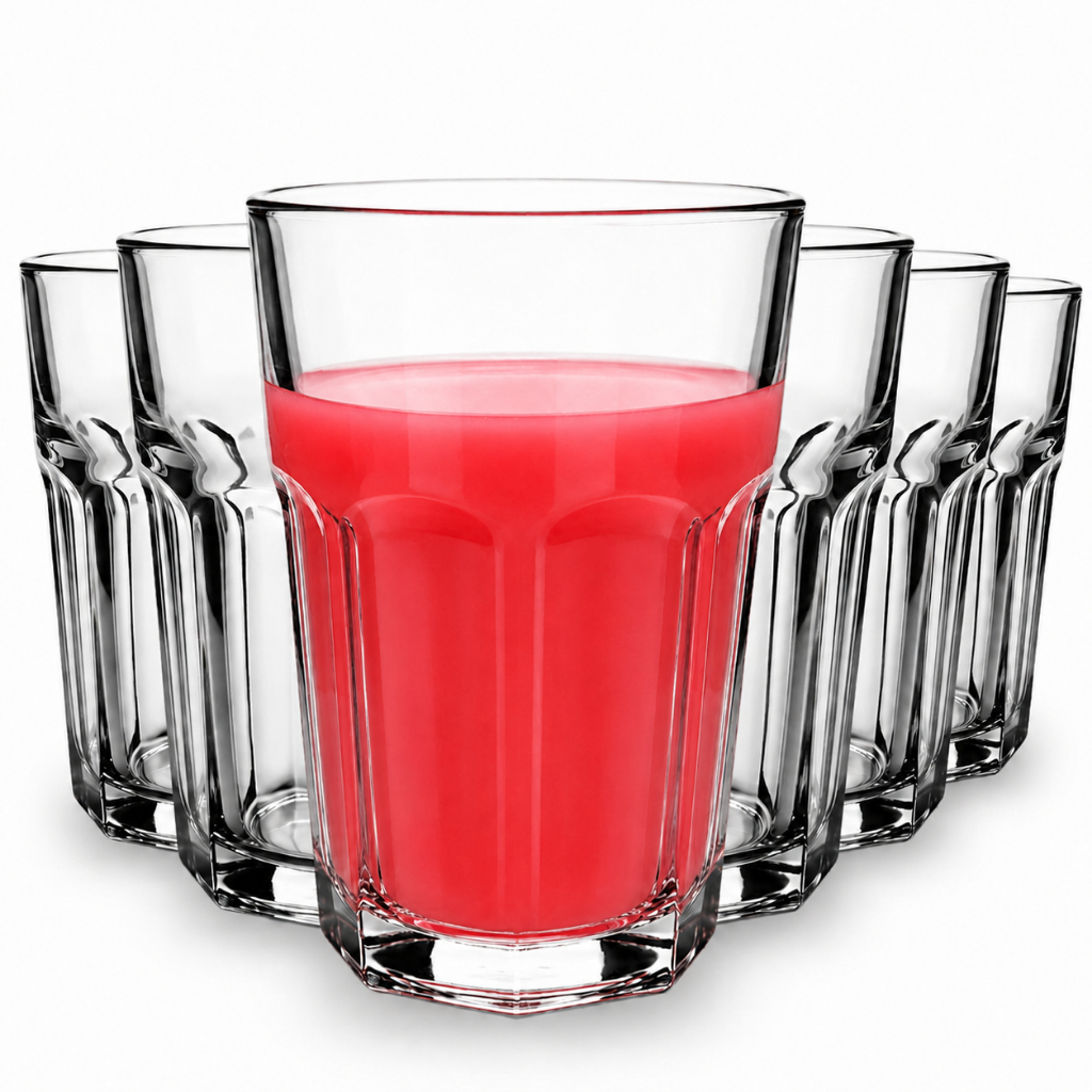 Jogo Até 12 Copos 360ml Em Vidro Ideal Para Água Suco Drinks e Refrigerante