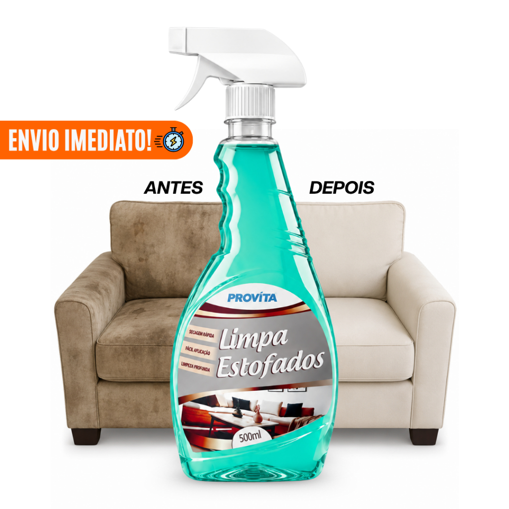 Limpa Estofados Spray Perfumado 500ml Limpeza a Seco Sofá Poltrona Banco Carro Colchão Remove Sujeira Limpeza Profunda