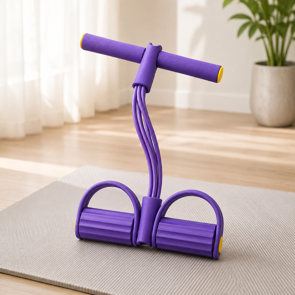 Extensor Elástico com Pedal para Exercícios Abdominais Braços Pernas e Treino em Casa