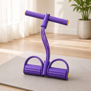 Extensor Elástico com Pedal para Exercícios Abdominais Braços Pernas e Treino em Casa