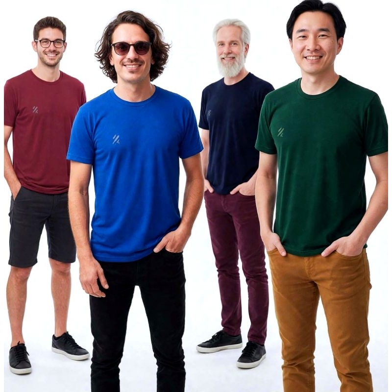 Camiseta Masculina Básica Lisa Malha Modal Viscose com Elastano Toque Macio de Algodão Premium
