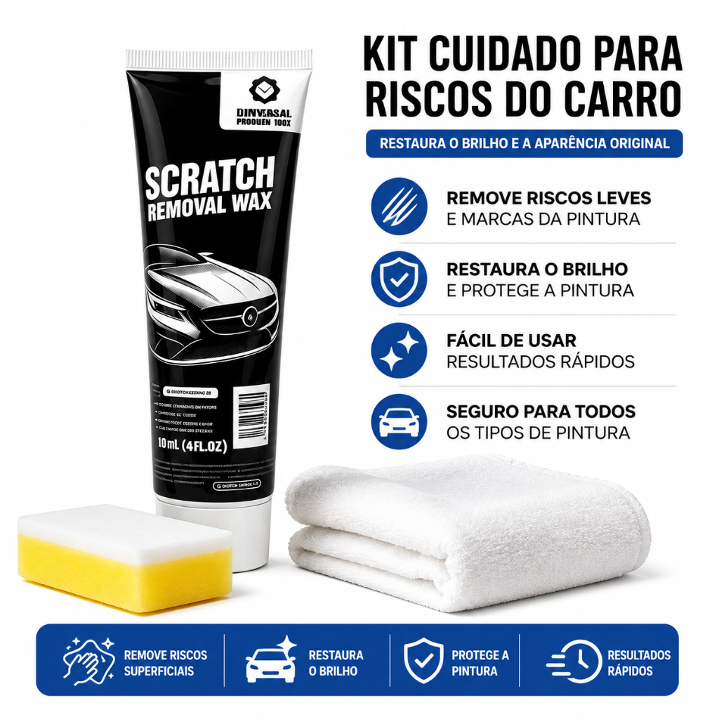 Kit com 4 Unidades  Cera Removedora de Arranhões Leves para Carros, Renovação Visual da Pintura Automotiva