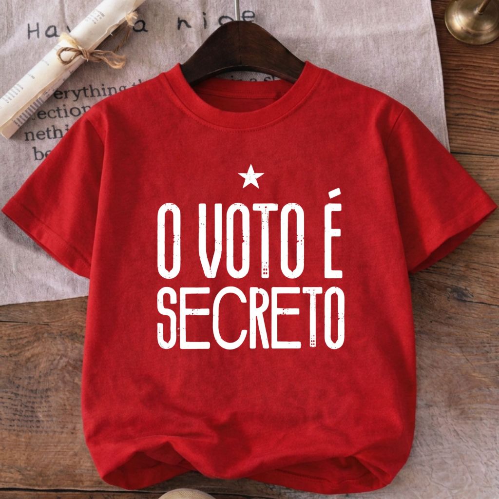 Camiseta Infantil Estampada Voto É Secreto Família Presidente Adulto Personalizada 100% Algodão Lula