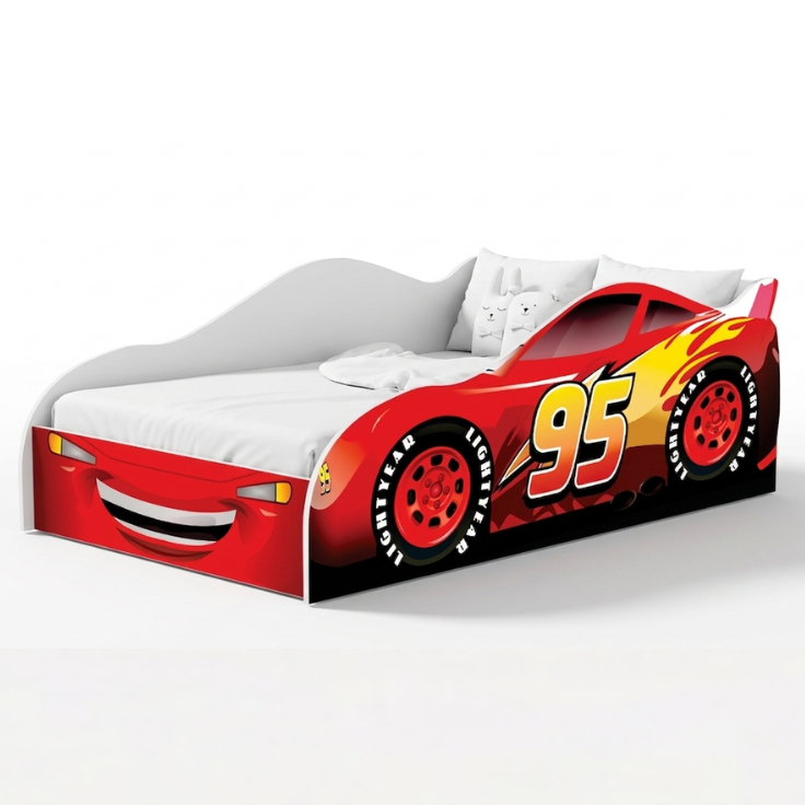 Cama Carro Solteiro Montessoriana Infantil Meninos Adesivada Diversos Personagens MDF Quarto - AV