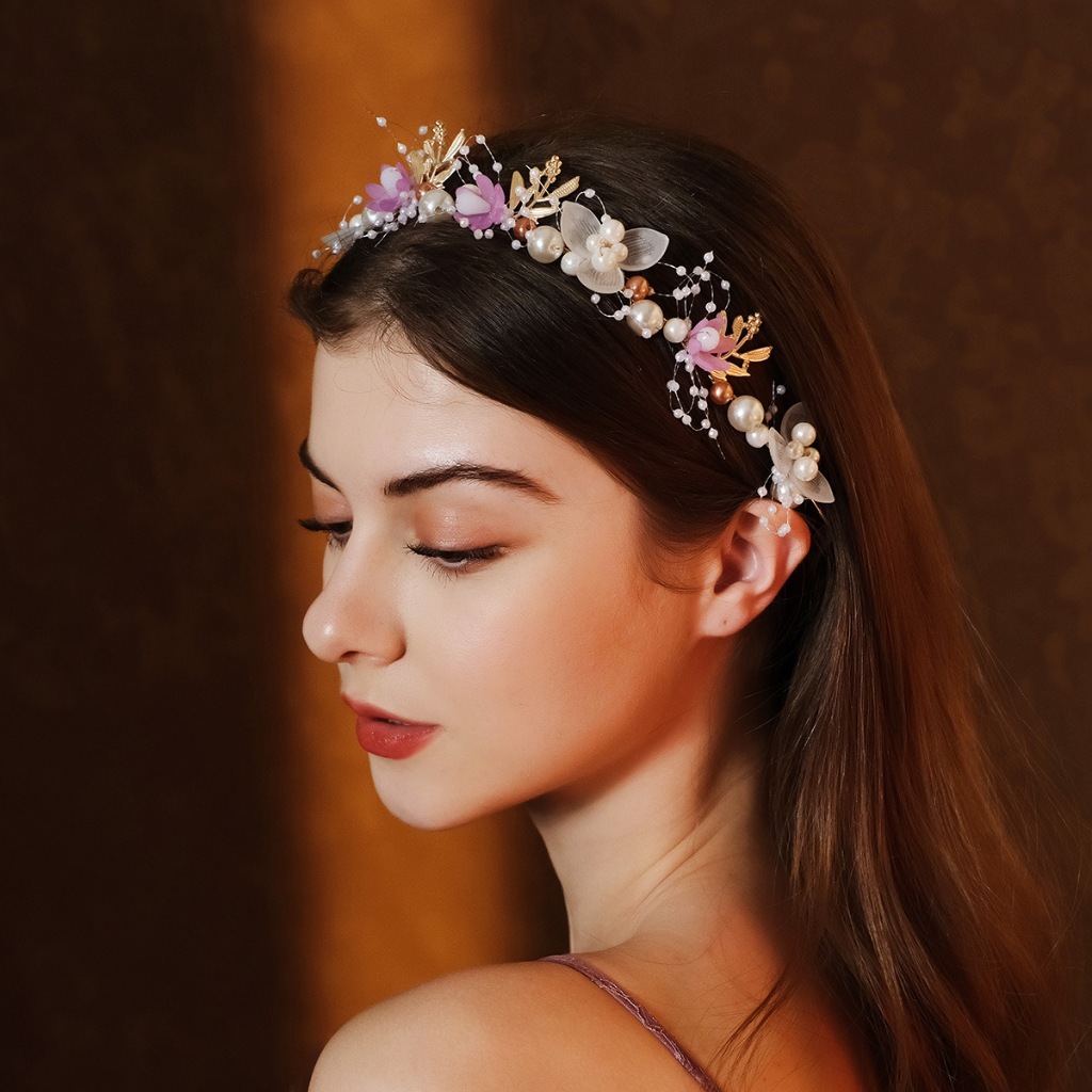 Tiaras Daminha Debutante - Noiva Prateado Flores Brancas com Pérolas – Estilo Sofisticado Madrinha
