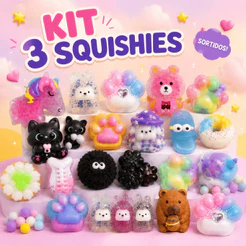 Kit 3/5/7 Squishies Taba Bichinhos Fofos – Brinquedo Macio Antiestresse para Apertar e Relaxar