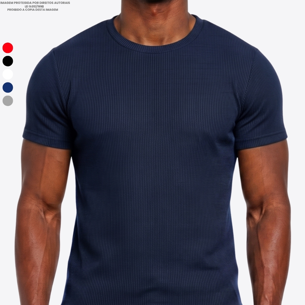 Camisa Canelada Americana Masculina Slim Fit Camiseta Ribana Blusa Casual Academia Treino Streetwear Estilo Premium Top