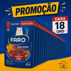 Petisco Sachê Faro Gato Cordeiro ao Molho - Caixa 18x85gr