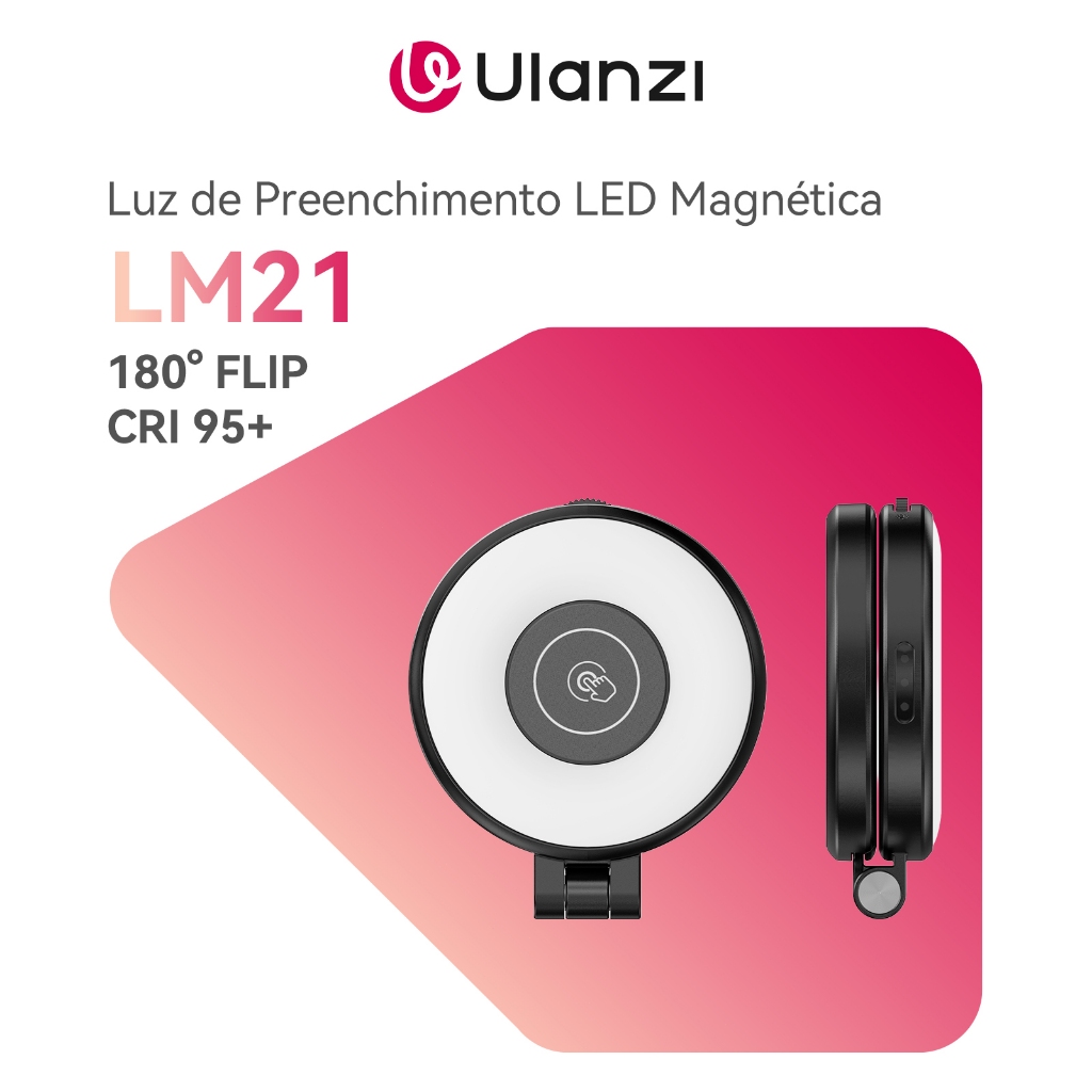 ULANZI LM21 Luz de Preenchimento LED Magnética Portátil, Compatível com MagSafe, Ajuste 180°