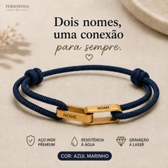 Pulseira Personalizada com 2 Nomes Ajustável em Aço Inox Dourado