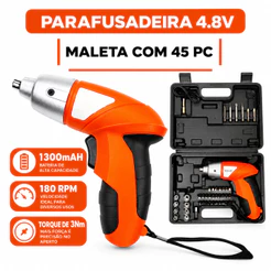 Mini Parafusadeira Eletrica Recarregavel 4.8 Com Maleta Portatil 45 Peças