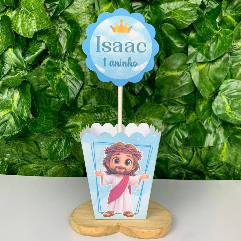Centro de Mesa Jesus Meu Amigo / Cachepô Personalizado Lembrancinha para Festa Infantil Religioso