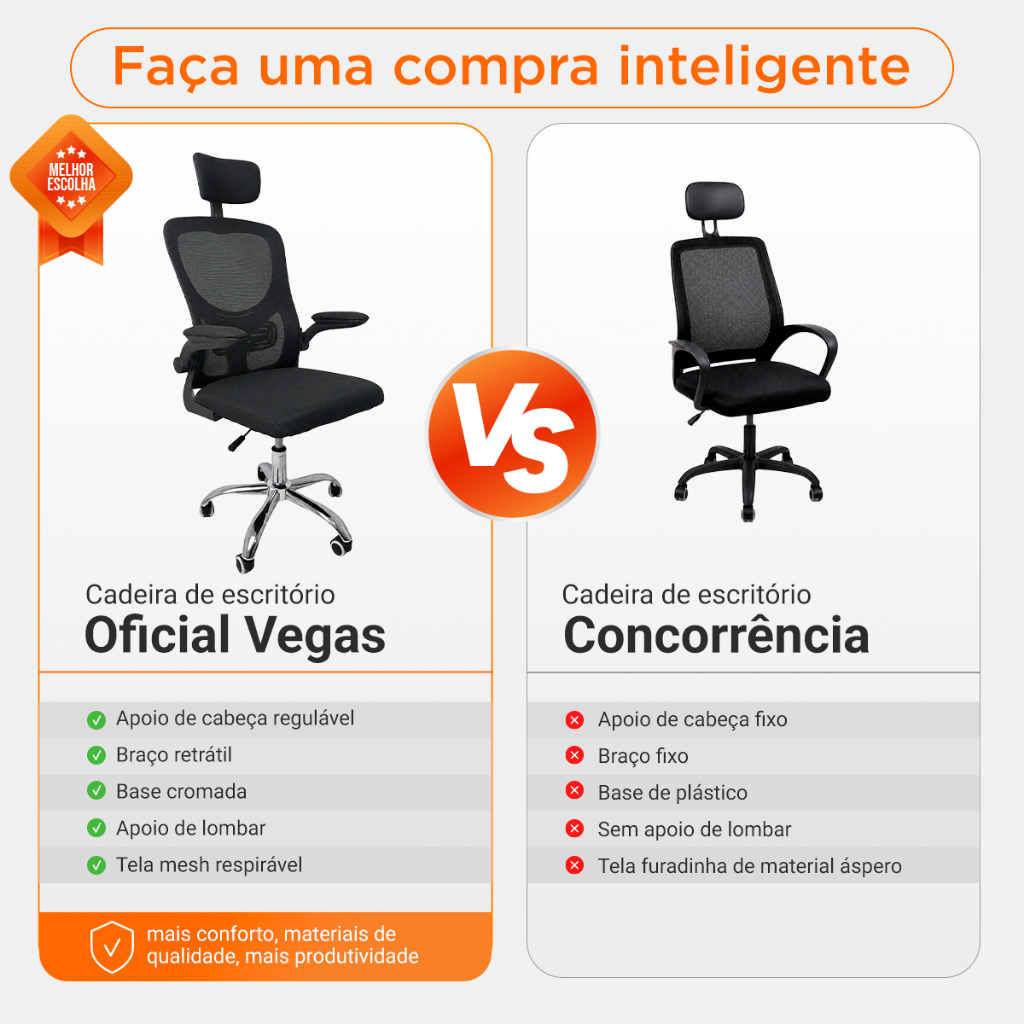 Cadeira Diretor Vegas Ergonômica Tela Mesh Respirável Apoio Lombar Apoio de Cabeça Ajustável Braços Retráteis · foto 2