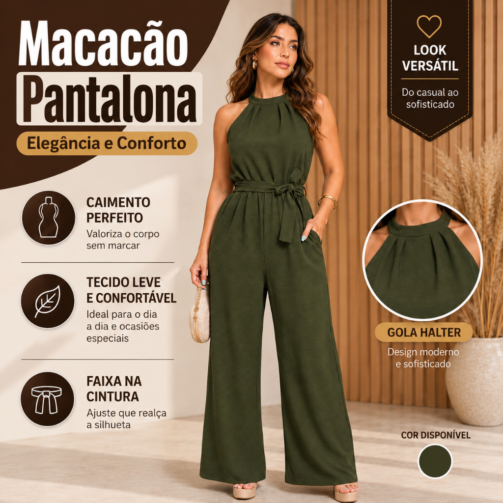 Macacão Feminino Longo Acinturado Tendencia Elegante Regata Festa Sofisticado Casamento Social Ajustavel Duna Trabalho a