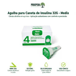 Agulhas para caneta de insulina MEDIX - 4mm x 0,23mm / 32G - Escolha o seu Kit C/ 100, 300, 500, 1000, 2000 unidades
