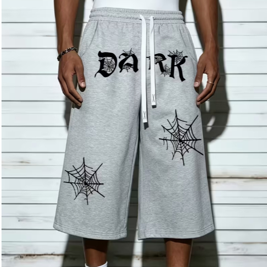 Bermudão Baggy Masculino Moletom Estampado Oversized Streetwear Bermuda Larga Abaixo do Joelho