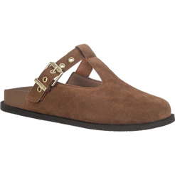 Sandália Feminina Mule Clog Premium Camurça Fivela Lateral GiGiL MIA
