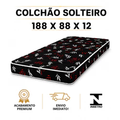 Colchão Solteiro D20 88x188x12cm Confortável Resistente Antialérgico Selo Inmetro