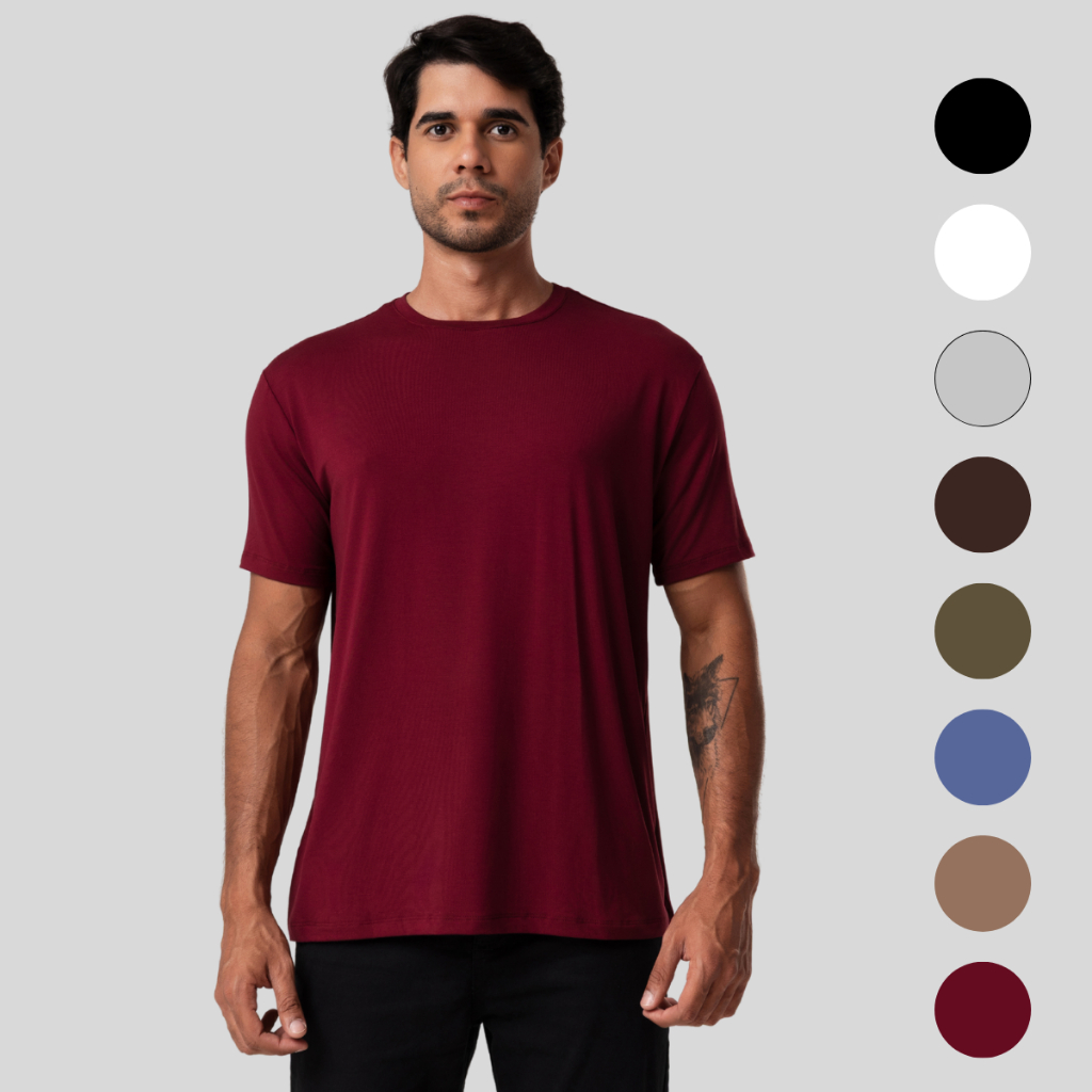 Camiseta Masculina Tech Não Esquenta Gola Careca Anti Odor Camisa Não Amassa Treino Casual Dia a Dia Modal Academia