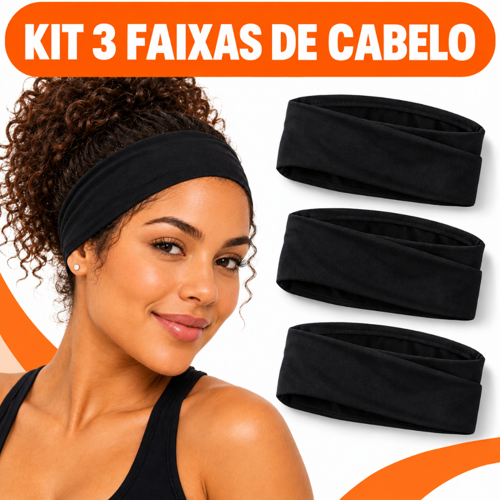 Kit 3 Faixa de Cabelo Esportiva Feminina Headband Para Penteados