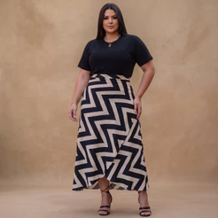 Saia Envelope Forrada Plus Size com Amarração
