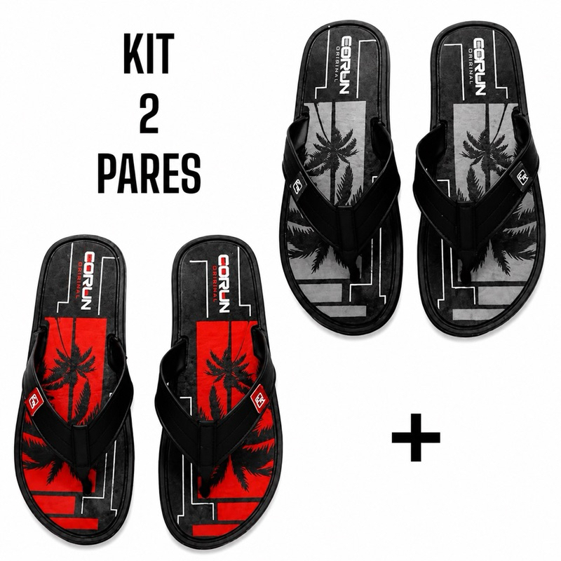 Kit 2 Pares Chinelo Masculino Confortável Estampado Solado Antiderrapante Verão