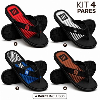 Kit 4 Pares Chinelo Sandália Masculino Antiderrapante Leve e confortável Promoção Leve Mais e Pague Menos
