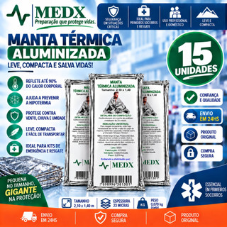 Kit 15 Un Manta Térmica Aluminizado Para Resgate, Emergência e Camping Isolamento Térmico