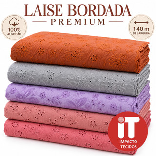 Tecido Laise Bordada Premium 100% Algodão 1m x 1,40m Largura Para Vestidos, Blusas, Moda Verão